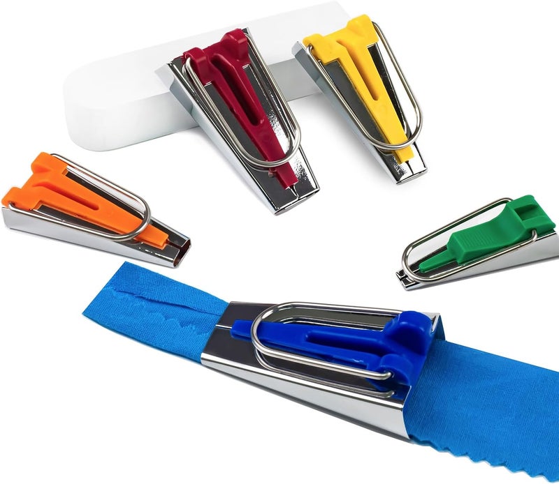 KEARING 5-Size Bias Tape Maker Kit - 1/4" 3/8" 1/2" 3/4" 1" Quilting Tools Set with Metal Guides for DIY Sewing & Fabric Binding | Durable, Non-Slip Design (5-Piece) - Image 1